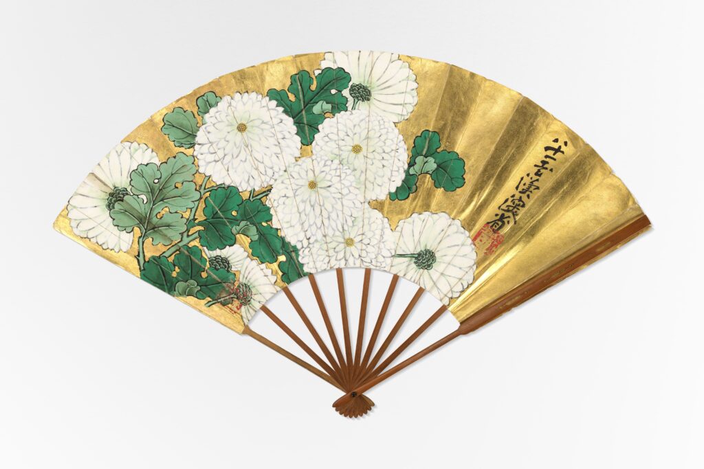 Chrysanthemum (1743), Japanese hand fan. Original public domain image from The MET Museum. 